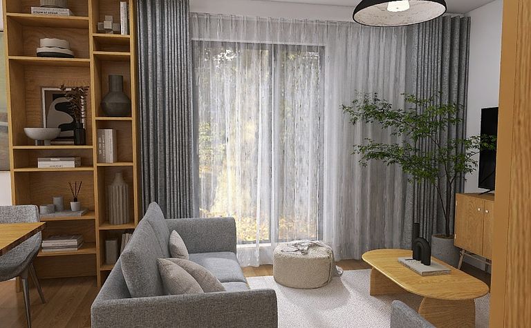 Salon w stylu skandynawsko-japandi