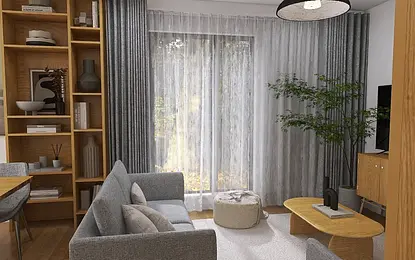 Salon w stylu skandynawsko-japandi