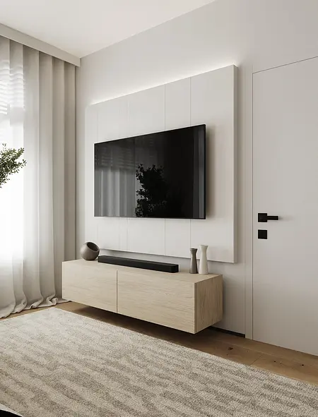 Nowoczesne wnętrze salonu w stylu industrialnym z minimalistycznymi meblami