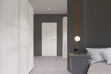 Garderoba w minimalistycznym stylu z białymi meblami i szarymi akcentami
