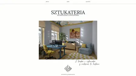 Wnętrze biura w stylu art deco z eklektycznymi akcentami i tradycyjnymi elementami.